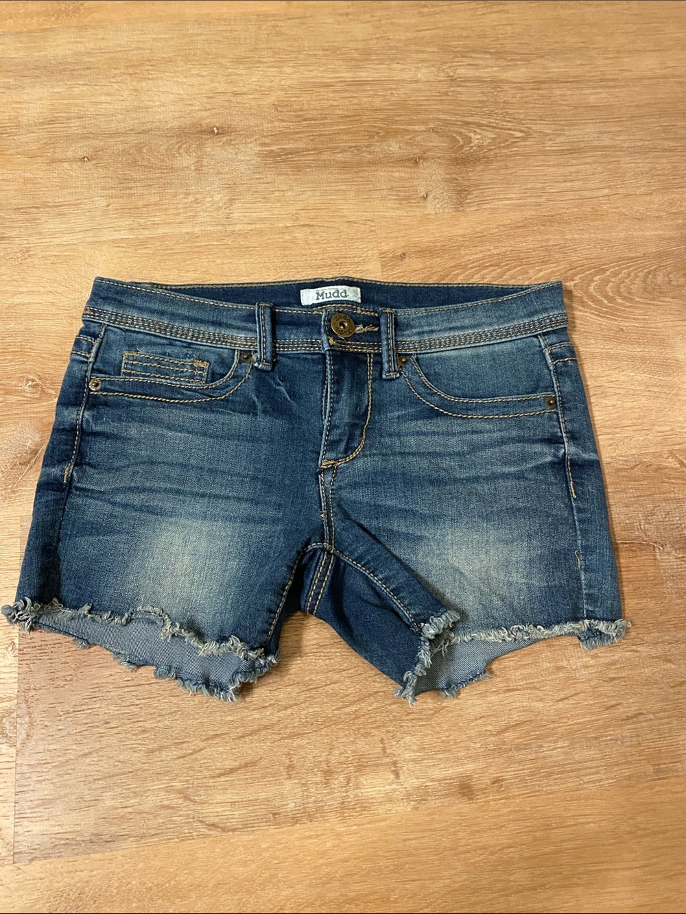 Mudd Distressed Dark Wash Denim Cutoff Short Shorts - Size 3